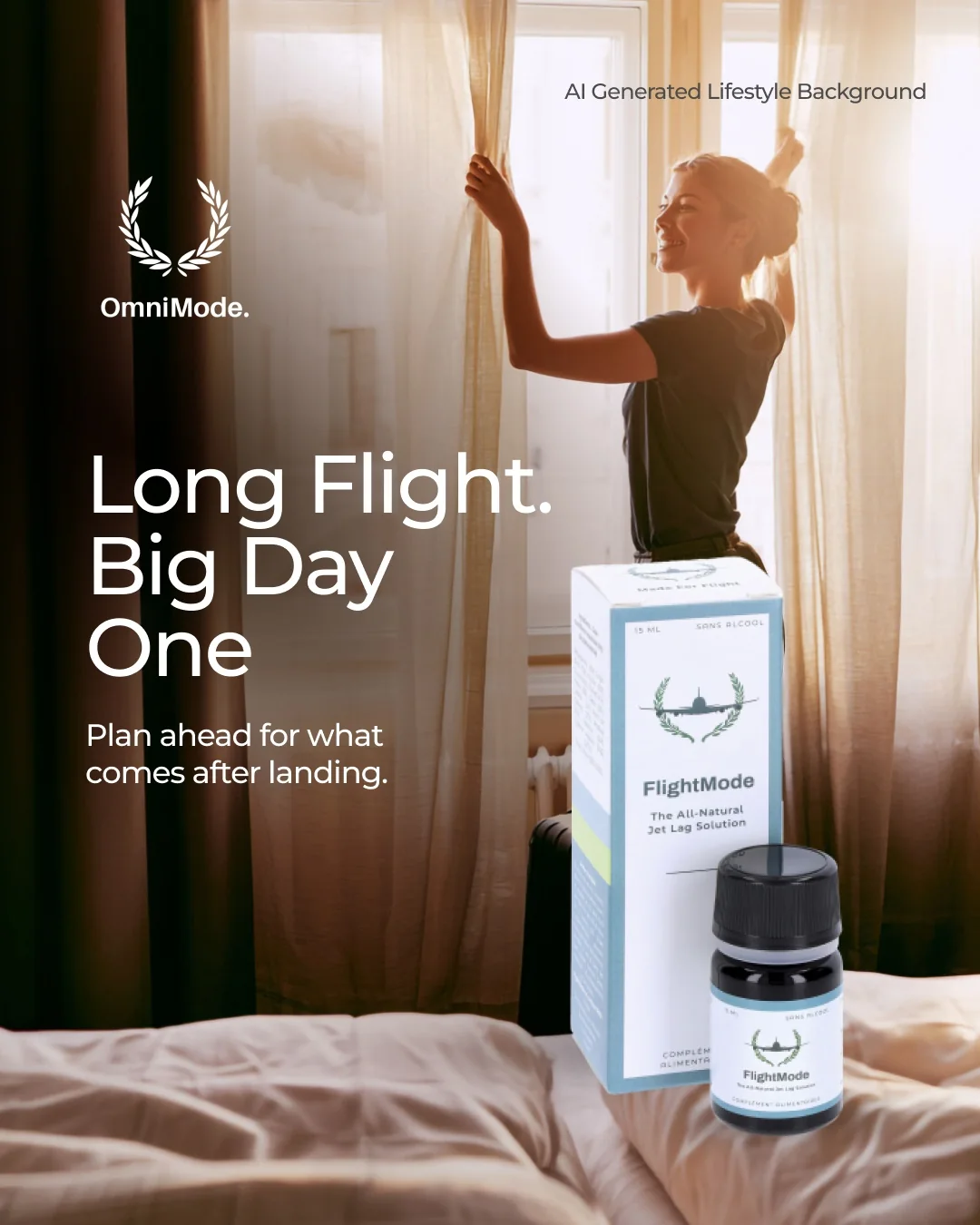 FlightMode campaign creative focused on a long-flight use case