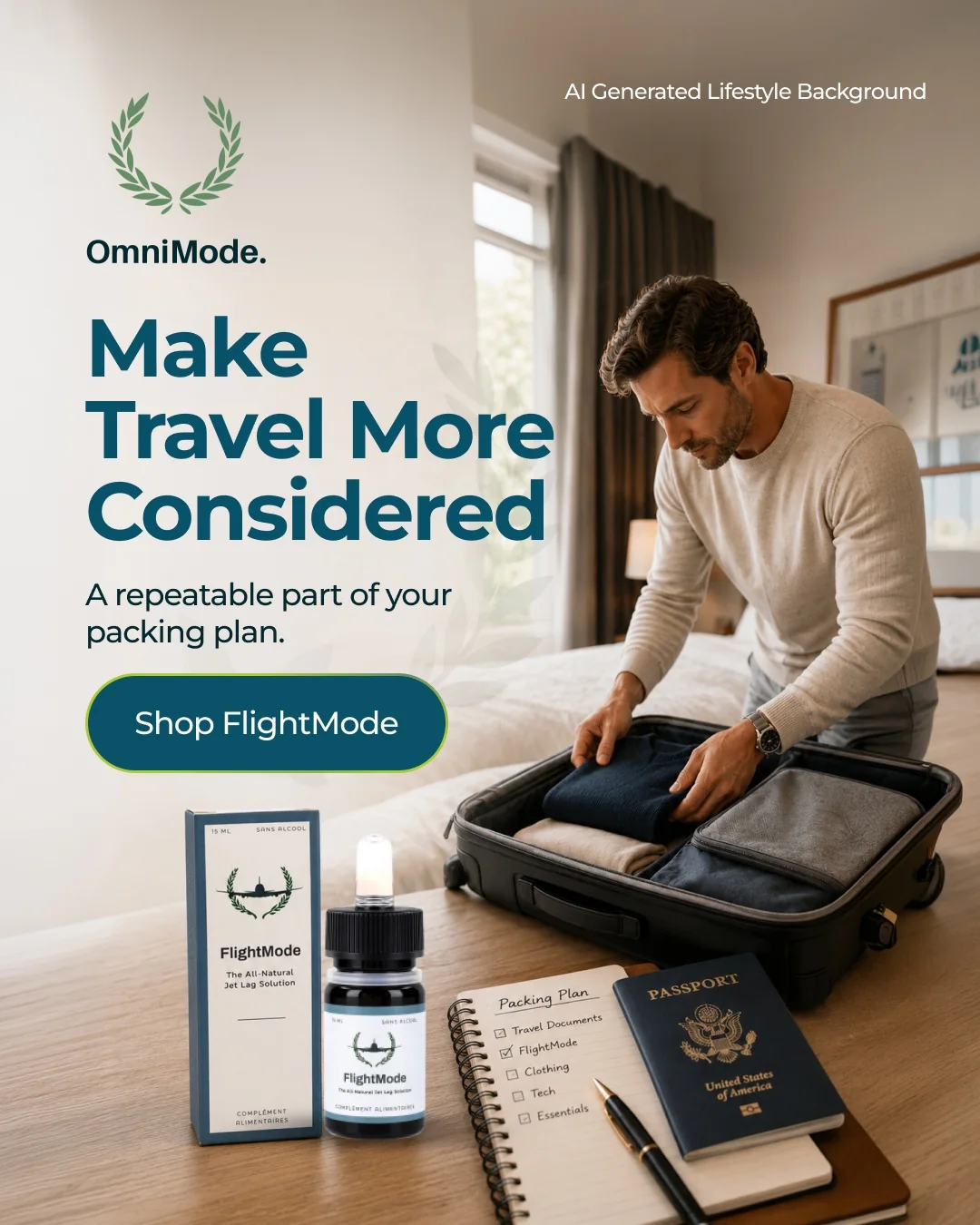 FlightMode creative focused on considered travel preparation